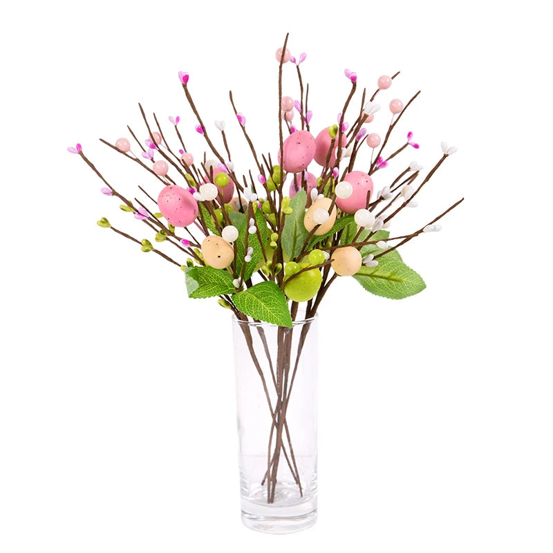 Easter Artificial Egg Flower Foam Egg Tree Branch Fake Plant Room Table Ornaments Easter Decoration 2023 Home Party Supplies