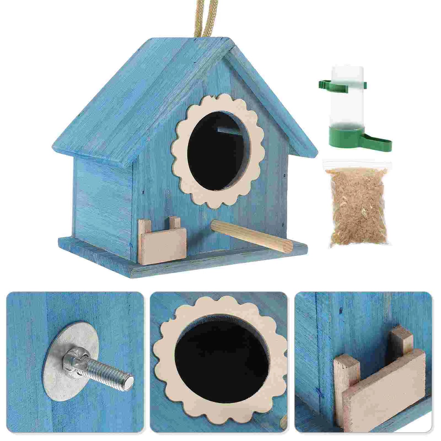 Wooden Bird House Nest Birds Parakeet The Bird's Feeder Birdhouses Plastic Outdoor Decor