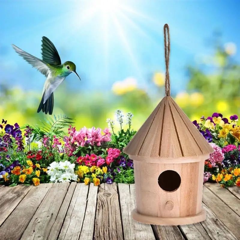 DIY Wooden Bird Nest Bird House Outdoor Hanging Birds House Home Decoration Gardening Decorations