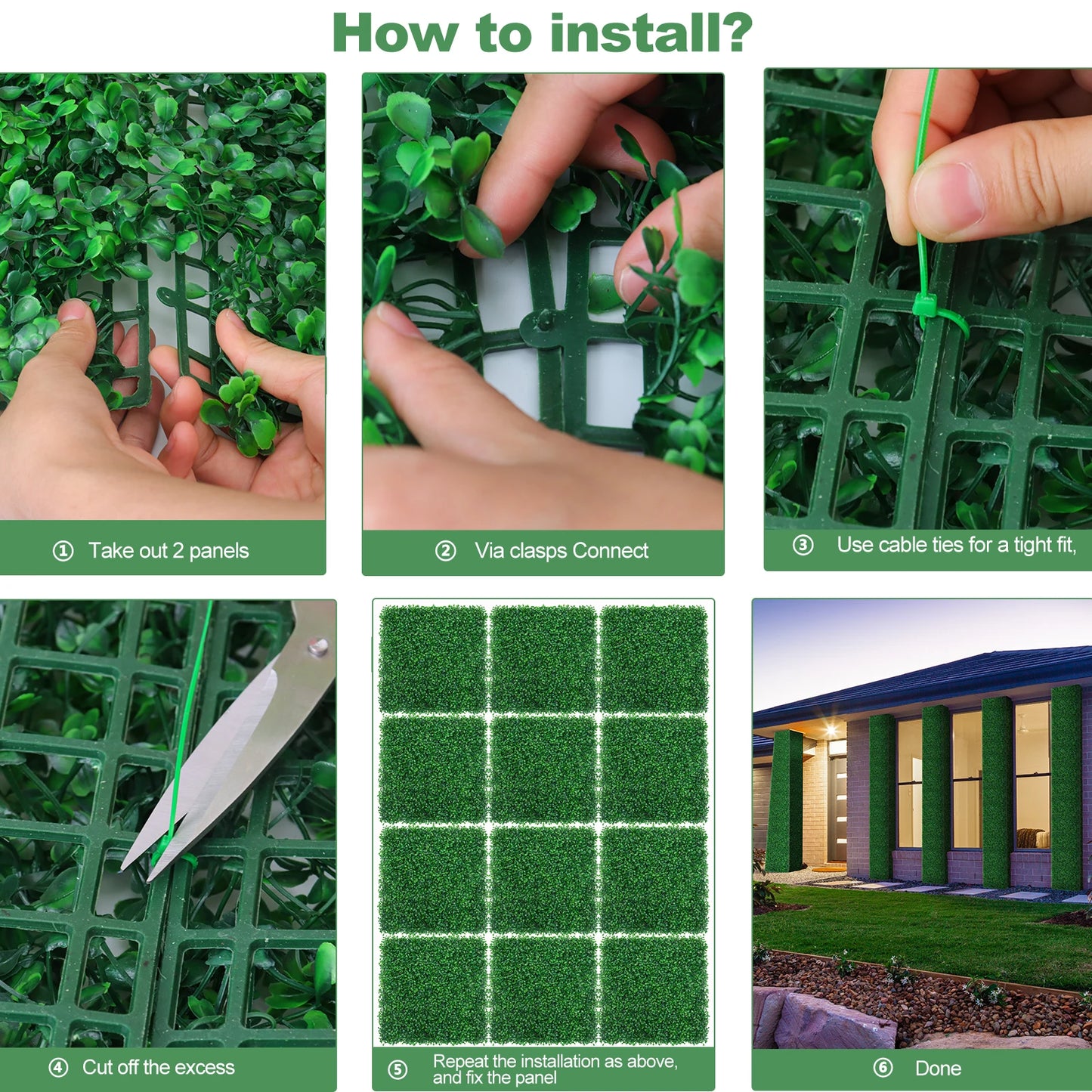 Artificial Plants Grass Wall Panel Boxwood Hedge Greenery UV Protection Green Decor Privacy Fence Backyard Screen Wedding