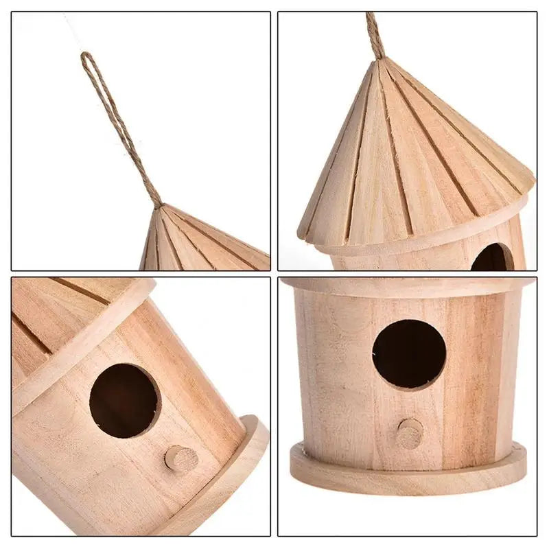 DIY Wooden Bird Nest Bird House Outdoor Hanging Birds House Home Decoration Gardening Decorations