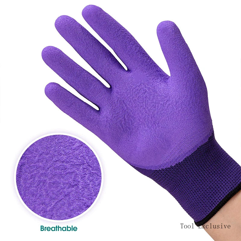 Garden Gloves With Claws Latex Work Gloves Breathable Waterproof Earth-Digging Planting Sting-Resistant Protective Digging Tools