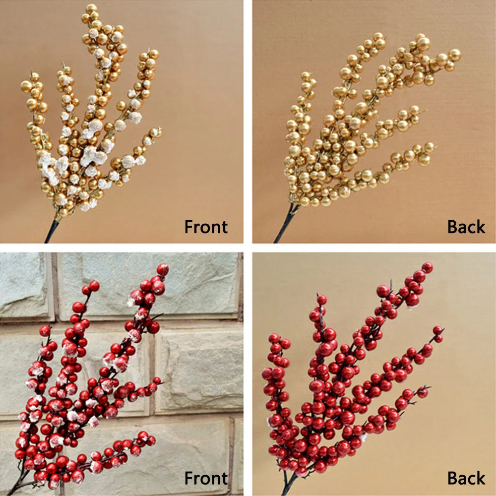 Simulated Red Berry Branches Christmas Artifical Plant Decoration Cherry Home Xmas Tree Wedding Flower Arranging Berries