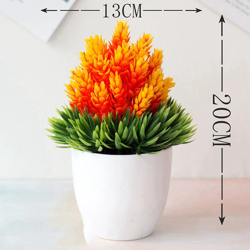 Artifical Plant Creative Mini Ball Sakura Snow Ball Plastic Potted Grass Ball Bonsai Small Tree Home Decoration Flower Ornament