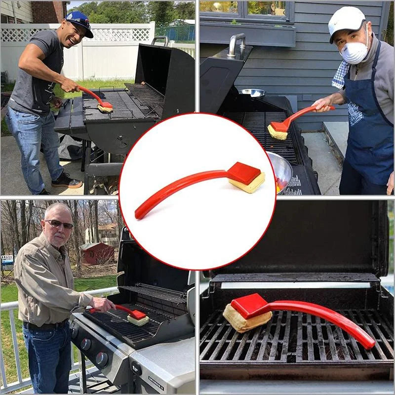 Grill Brush BBQ Replaceable Cleaning Head Bristle Free-Durable Scraper Tools Cast Iron Stainless-Steel Grates Barbecue Cleaner