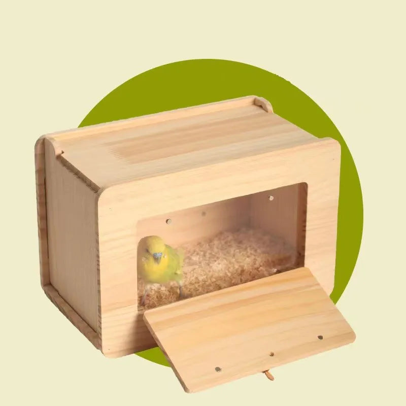 Bird Box Nesting Parakeet Cage House Houses Cockatiel Wooden Parrot Budgie Breeding Parakeets Wood Cages Boxes Home Supplies