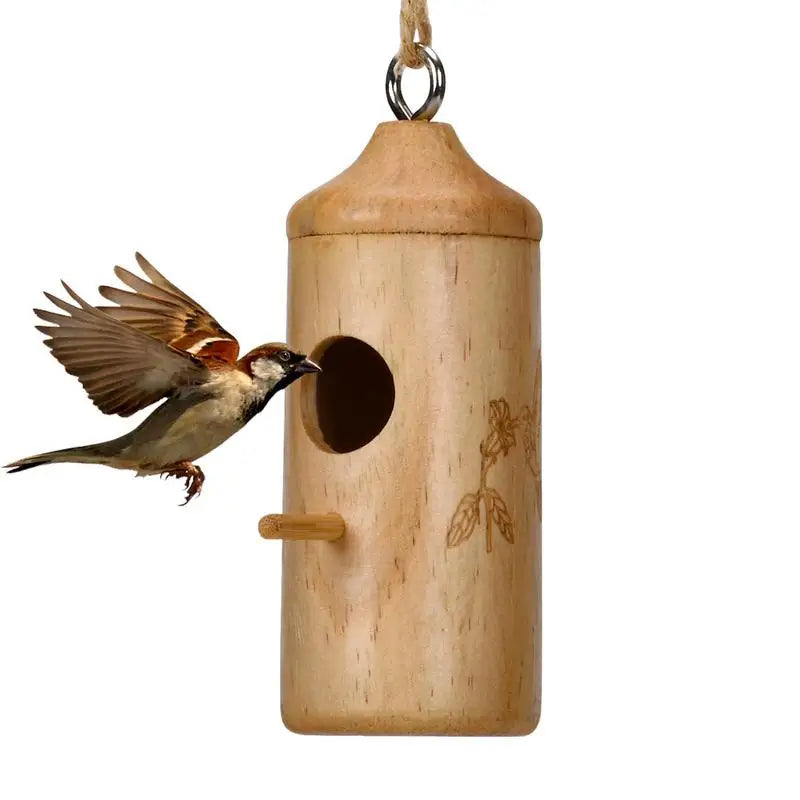 Wooden Hummingbird Swing Nest Wood Bird Houses For Outside Wooden Bird Swing Houses Natural Wood Nest For Humming Swallow Wren