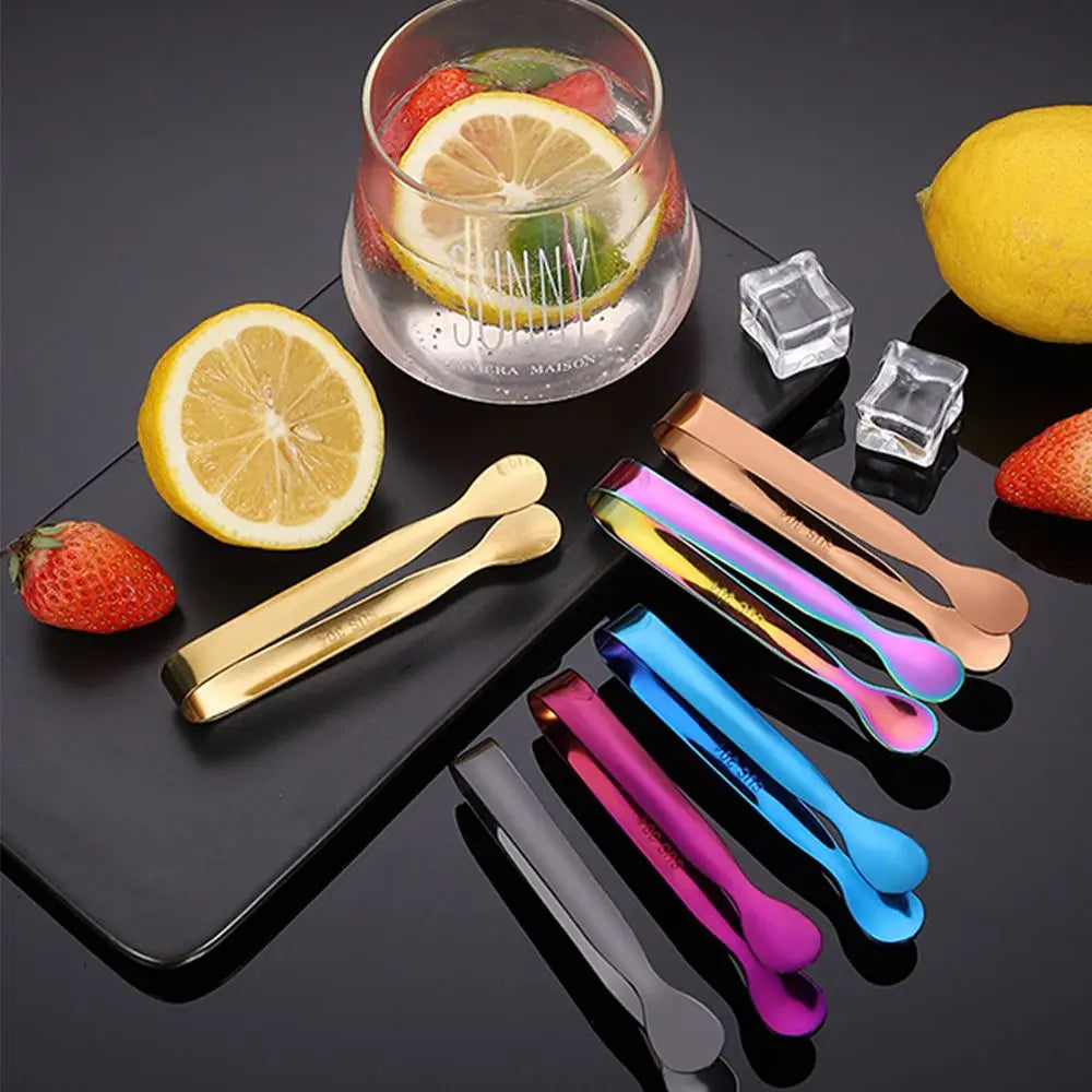 Multicolor Stainless Steel Clip Ice Tong Bread Food BBQ Clip Barbecue Clip Cube Sugar Ice Tongs Tool Bar Kitchen Utensils