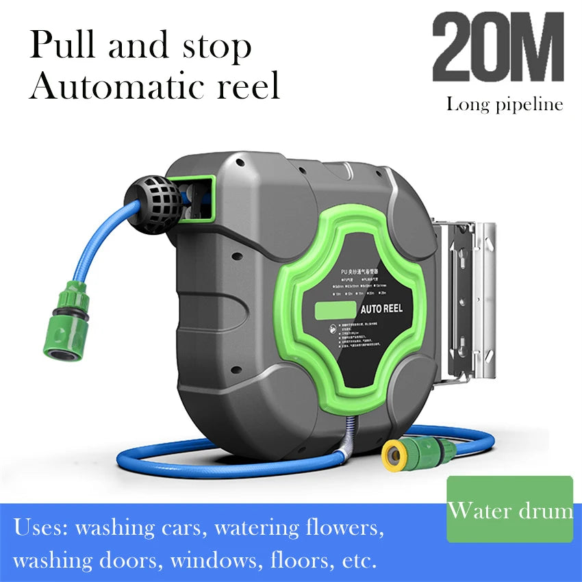 15/20M Automatic Retractable Hose Reel Water Drum 4S Shop Car Wash Garden Wall Mount Water DrumCleaning Machine Reel Telescopic