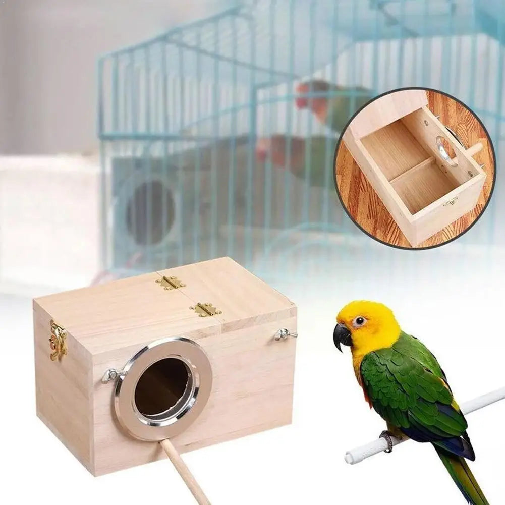 Wooden Bird Breeding Box Parrot Nesting Box Bird Breeding Birds Cage Cages Wood Toys Accessories Budgie Home House Lovebird B0U6