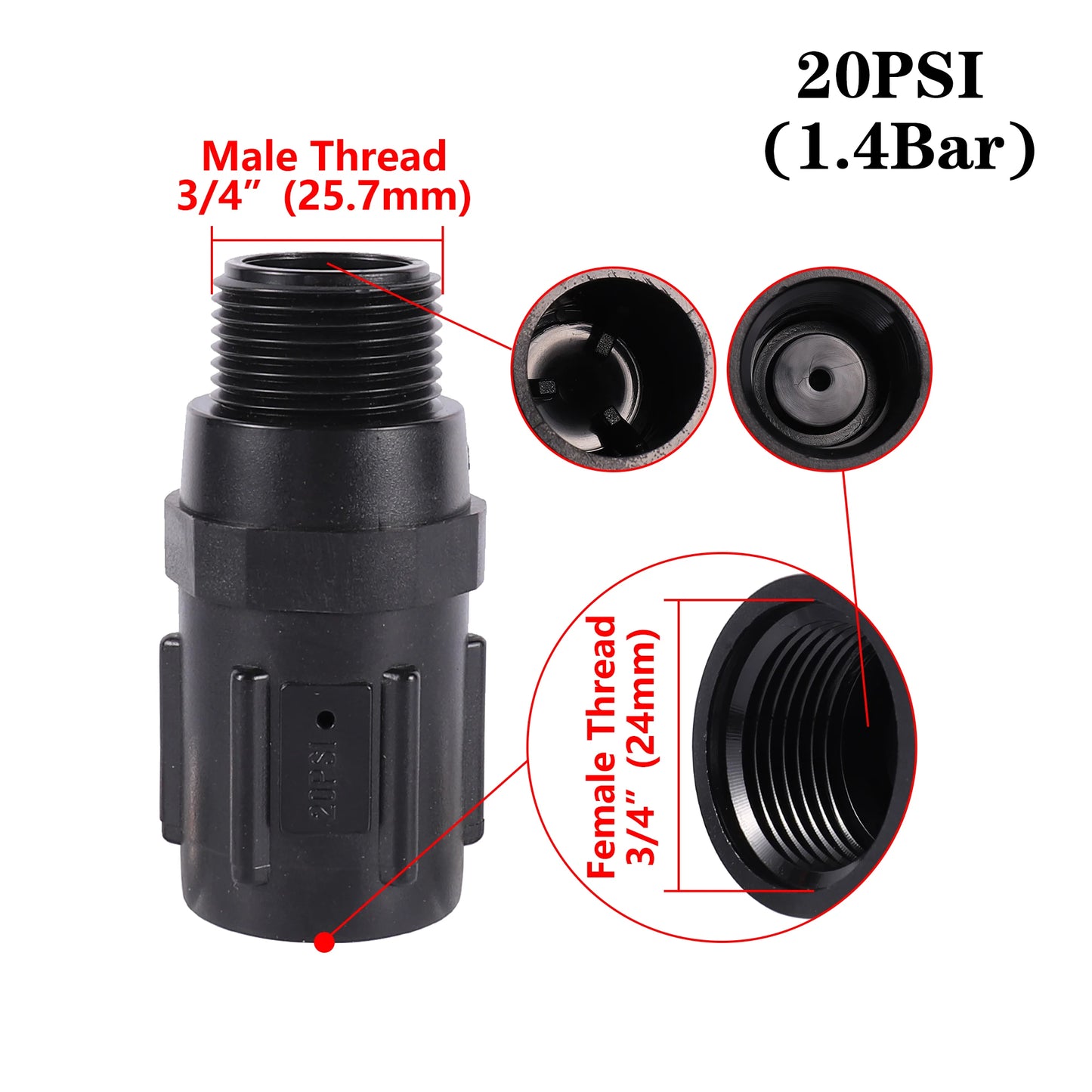 Garden Irrigation 3/4" BSP Threaded Water Pressure Regulator Drip Valve 15/20/25/30/45PSI Drip Regulator Watering System