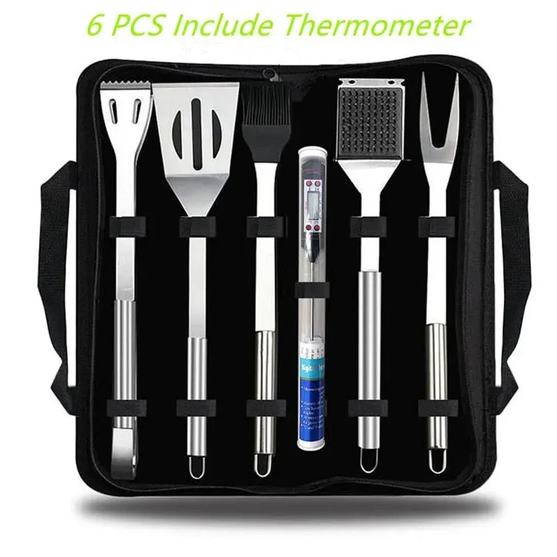 BBQ Tools Set Barbecue Utensil AccessoriesThermometer Barbeque Grilling Accessories Outdoor Gril Tools Set Bbq Utensil Set