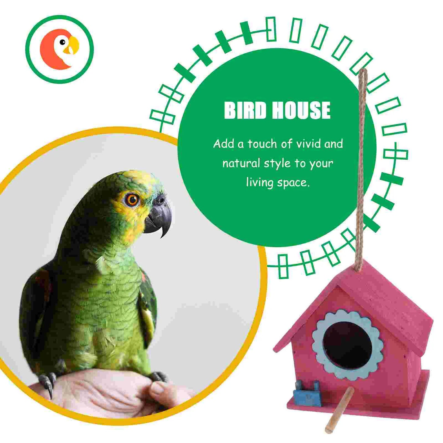Wooden Bird House Nest Birds Parakeet The Bird's Feeder Birdhouses Plastic Outdoor Decor