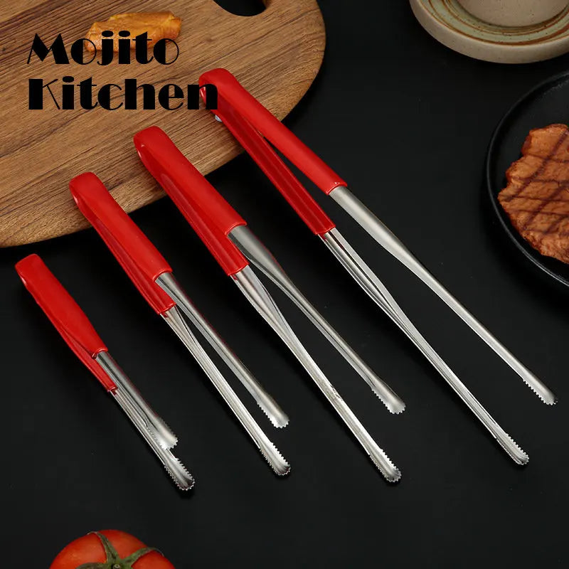 Stainless Steel BBQ Tongs Salad Food Clips Bread Pasta Serving Non-Stick Kitchen Cooking Tools