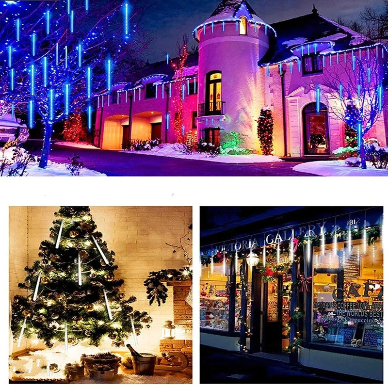 30/50cm Solar Meteor Shower Rain 10 Tubes LED String Lights Waterproof Christmas Solar Street Light Outdoor Garden Tree Decor
