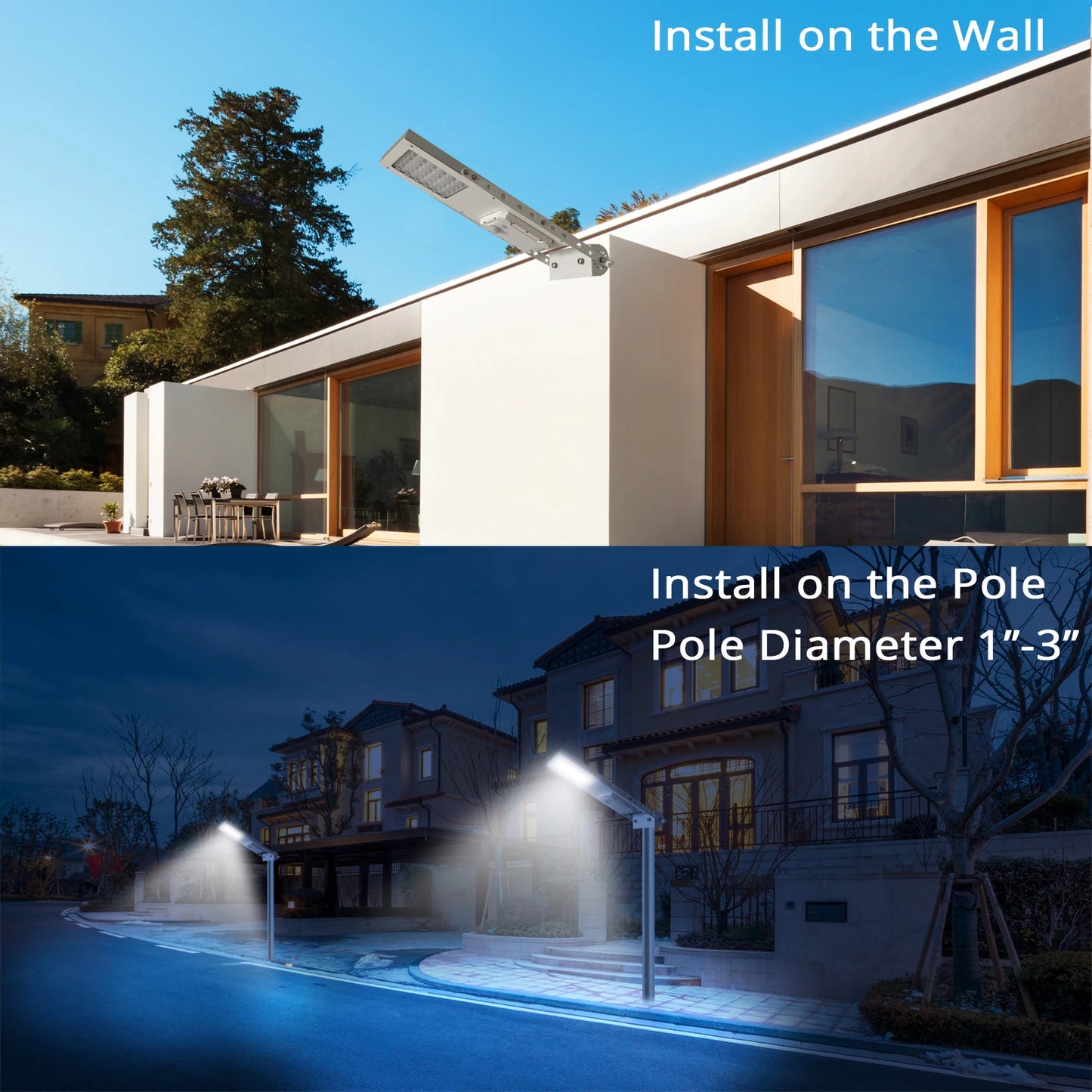 Alpha 1080X Outdoor Motion Sensor Solar Powered LED Pole Wall Street Path Solar Light For Garden 3 Working Mode Solar Lamp