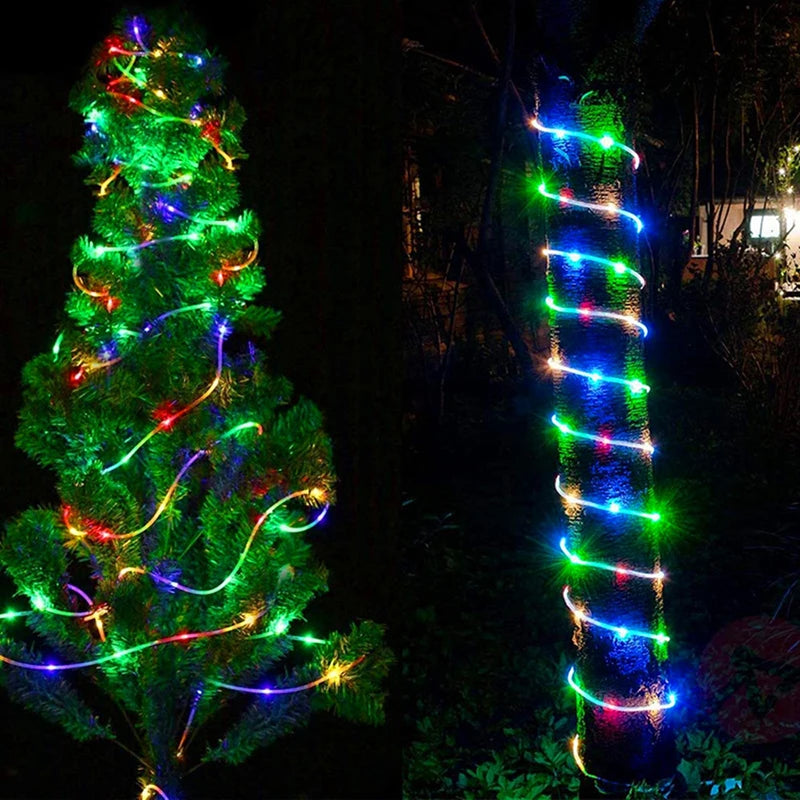 1~2Pack Solar Led Light Outdoor Garden Christmas Decoration Garland Xmas Solar Rope String Light Fairy Strip 32m/22m/12m/7m
