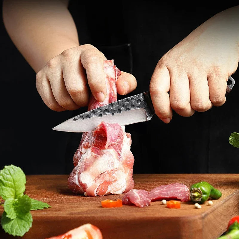 Meat Boning Knife Kitchen Butcher Bone Hand Forged Sharp Slaughtering Cutter Steel Knives with Sheath for Outdoor Fishing BBQ