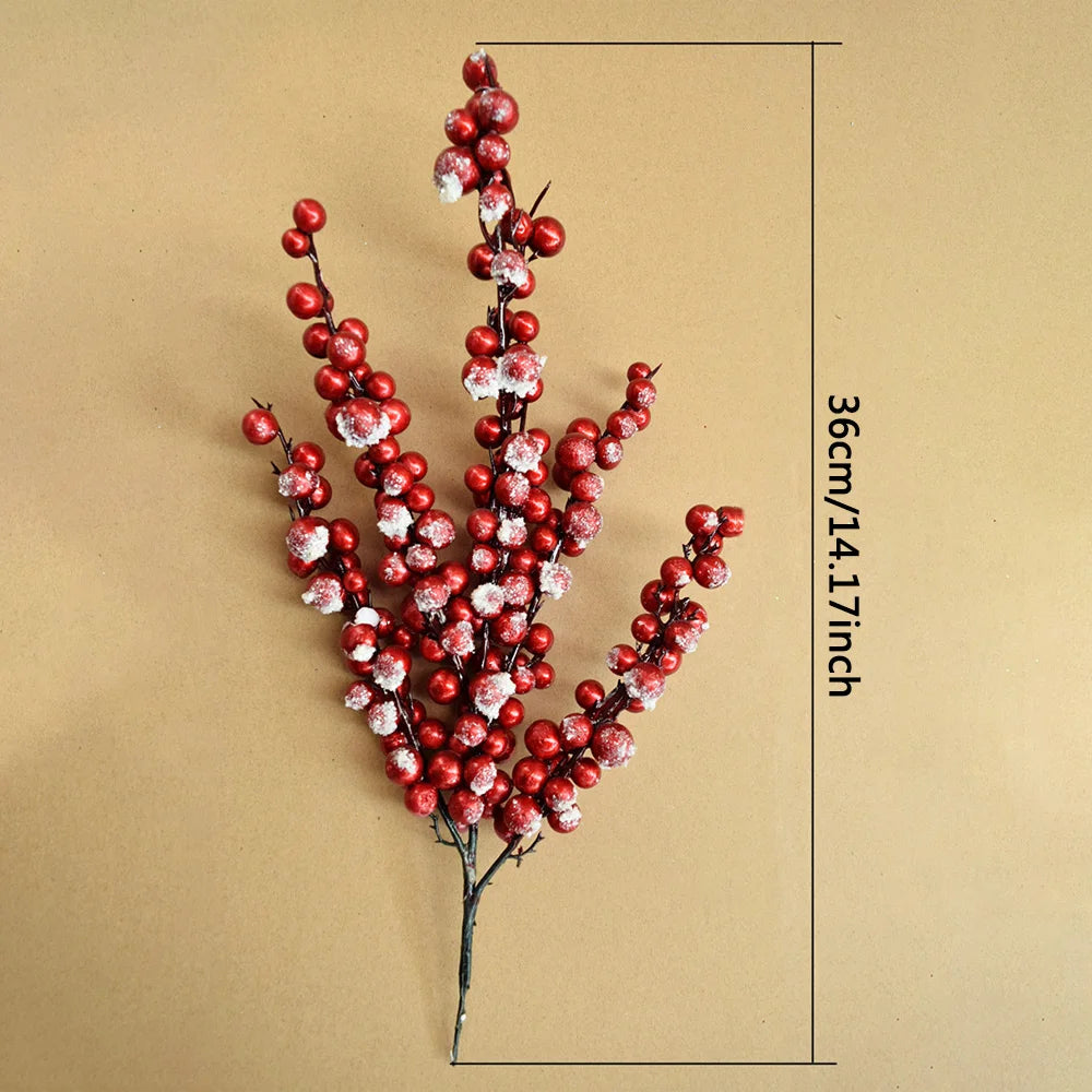 Simulated Red Berry Branches Christmas Artifical Plant Decoration Cherry Home Xmas Tree Wedding Flower Arranging Berries