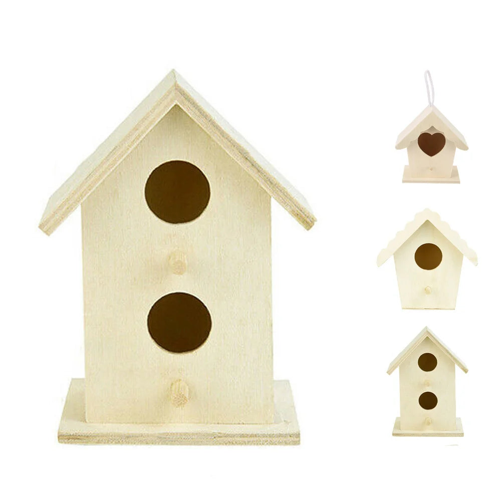 Wooden Hummingbird House Bird Cage Accessories DIY Wooden Kit Bird's Nest Ornaments Home Gardening Garden Decoration