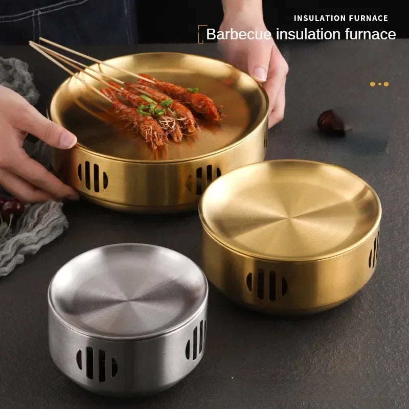 BBQ Grill Korean Style Barbecue Stainless Steel Alcohol Stove Insulation Stove Suitable for Home Commercial Brazier Camping