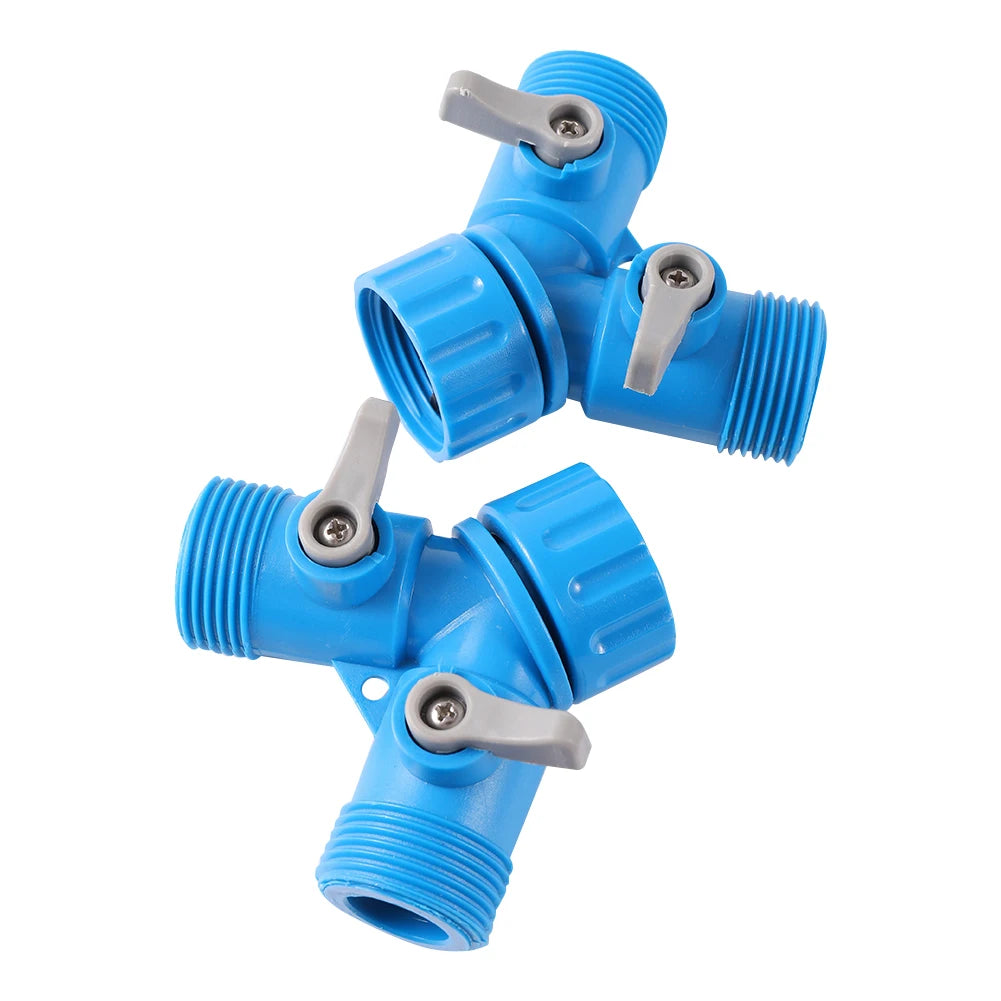3/4" To 3/4" Male Thread 2-Way Shunt Valve Garden Hose Splitter Y-Type Watering Connector Tap Faucet Adapter Water Controller
