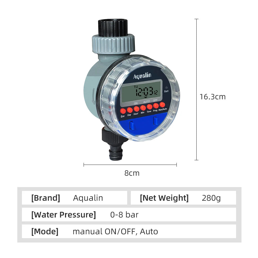 2pcs Electronic LCD Display Home Ball Valve Water Timer Garden Irrigation Watering Timer Controller System