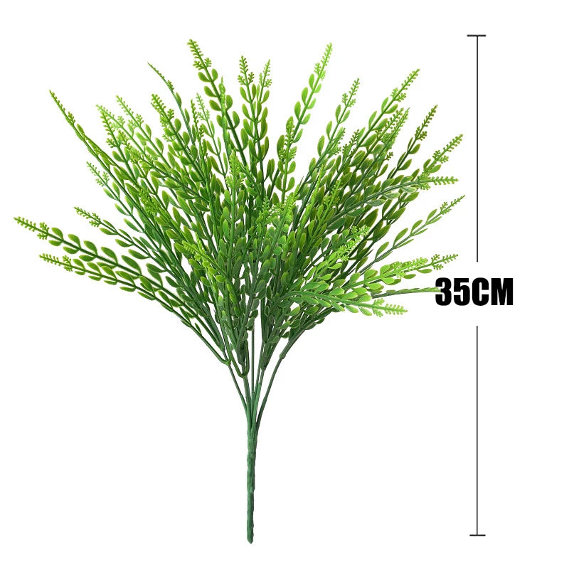 2Pc Artificial Plants Green Grass Bouquet Plastic Fake Plants Outdoor Decor Artifical Grass for Wedding Home Decoration Table