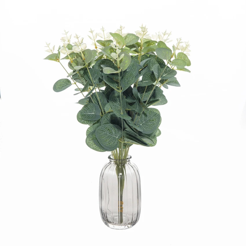 10PCS Artificial Plant Fake Grass Christmas Decorations Vases for Home Wedding Decorative Flowers Wreath Silk Eucalyptus Leave