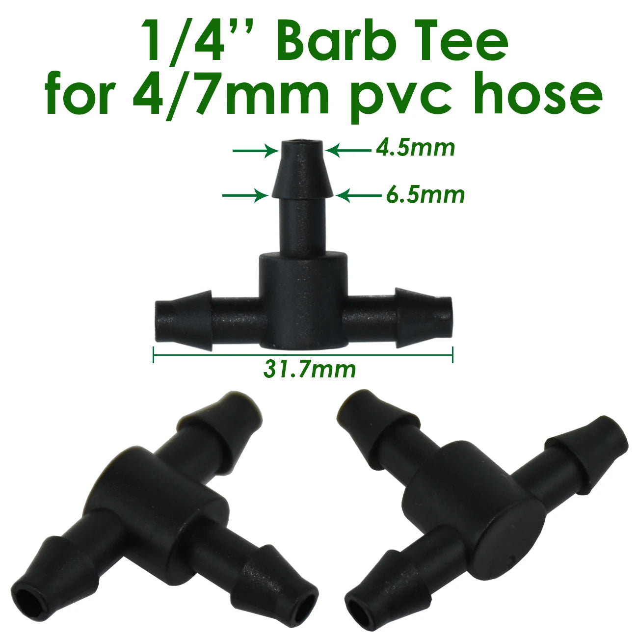 KESLA 50PCS Plastic Barbed 3-Way TEE Connector for 4/7mm Tubing Watering Pipe Hose Couplings Micro Drip Irrigation Garden Tools