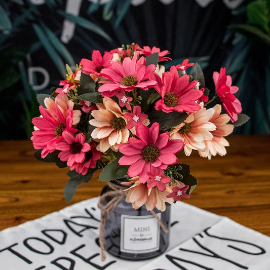 21 heads/1pcs Silk daisy Bride bouquet for Christmas home wedding new Year decoration fake plants sunflower artificial flowers
