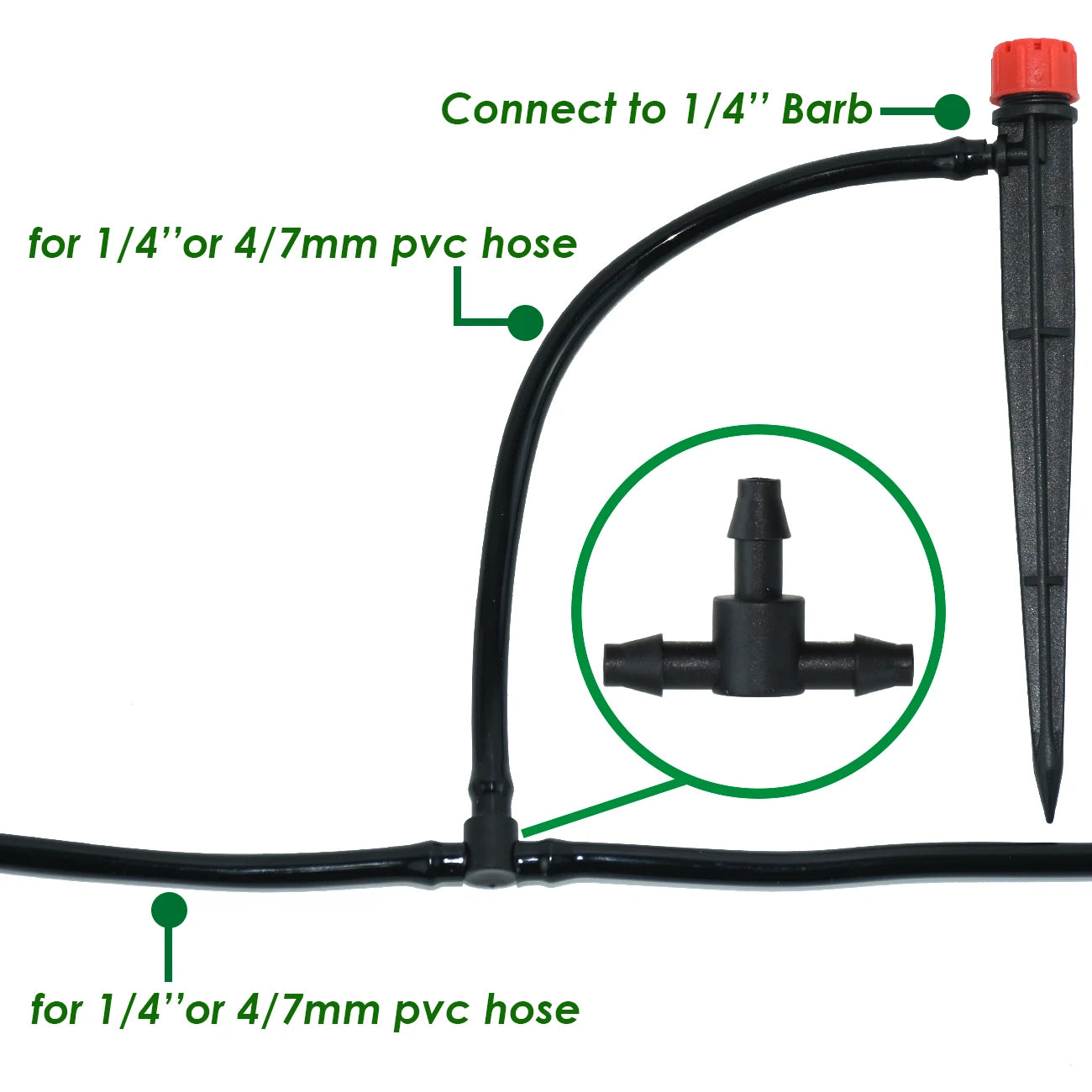 KESLA 50PCS Plastic Barbed 3-Way TEE Connector for 4/7mm Tubing Watering Pipe Hose Couplings Micro Drip Irrigation Garden Tools