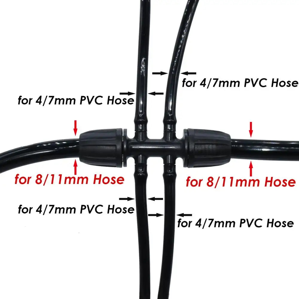 KESLA 5PCS Garden 3/8'' to 1/4'' 6-Way Watering Hose Connectors w/ Lock Drip Irrigation for 8/11 to 4/7mm Tubing Barbed Adaptors