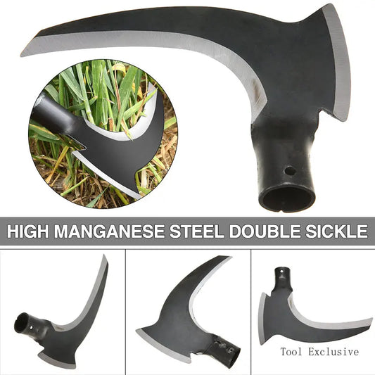 Double Head Sickle Handheld Grass High Manganese Steel Cutter Garden Grass Sickle Logging Cutting Sickle Farming Cutting Tool