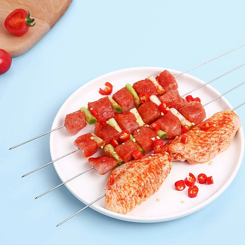 10/20Pcs Stainless Steel Barbecue Skewer Reusable BBQ Skewers Kebab Iron Stick For Outdoor Camping Picnic Tools Cooking Tools