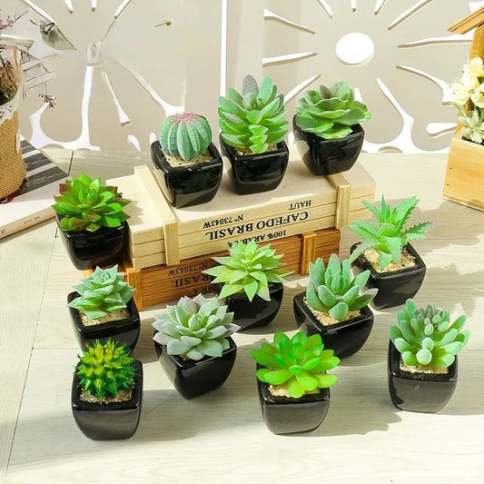 Home Garden Decoration Green Artificial Succulents Plants Desktop Mini Small Bonsai Bedroom Living Room Ornament Party Supplies