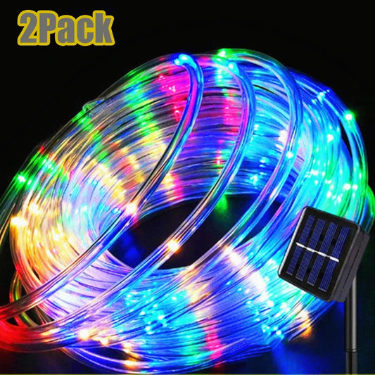 1~2Pack Solar Led Light Outdoor Garden Christmas Decoration Garland Xmas Solar Rope String Light Fairy Strip 32m/22m/12m/7m