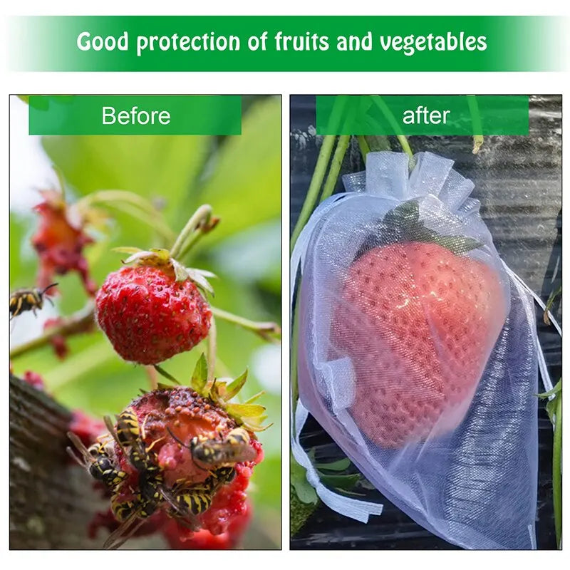 Fruit Protection Bags with Drawstring Garden Plant Net Barrier Bag for Tomatoes Grapes Mangoes