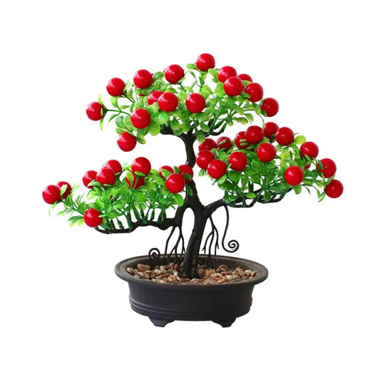 Colorful Simulation Bonsai Ornament Lifelike Artifical Fortune Fruit Fake Flower Plant Potted Decoration For Home Office Desk