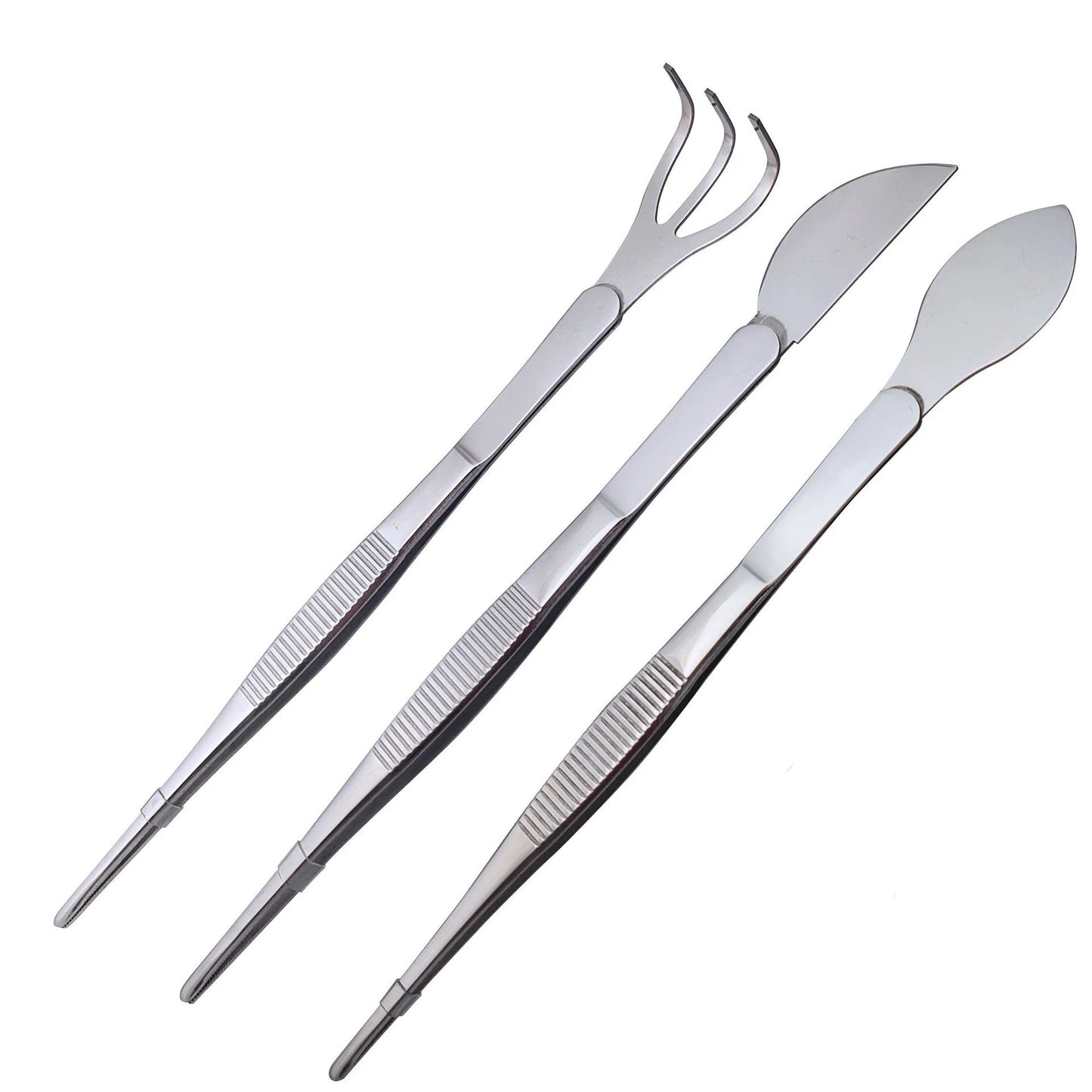 2-in-1  304 Stainless Steel Root Rake with Bonsai Tweezers with Ergonomical Handle Soil Farming Tool for Succulents Crafting