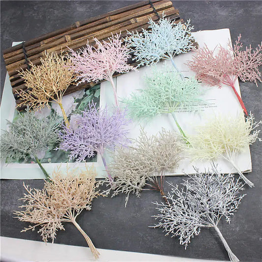 10pcs Multicolor Christmas Tree Decoration Artificial Plants Flowers Branch Wreaths Wedding Base For Home Decor DIY Gifts Box