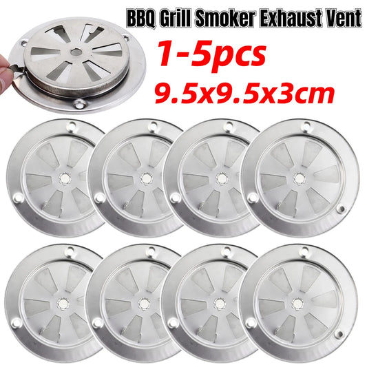 1-5PCS BBQ Grill Smoker Exhaust Vent Stove Air Vent Damper Stainless Steel Air Vent Hole BBQ Accessories Replacement Parts