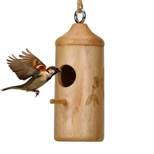 Wooden Hummingbird Swing Nest Wood Bird Houses For Outside Wooden Bird Swing Houses Natural Wood Nest For Humming Swallow Wren