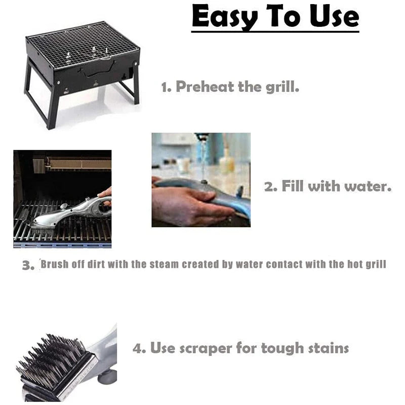 Barbecue Grill Outdoor Steam Cleaning Brushes BBQ Cleaner Suitable For Charcoal Scraper Gas Accessories Cooking Kitchen Tool