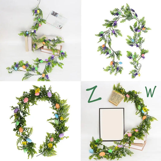 200cm Easter Egg Vine With Light Simulated Fake Vine Plant Plastic Decor Home Party Hanging Vine Hotel Garden Garland Artif M4i4