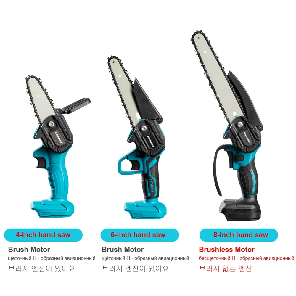Kamolee Brushless Electric Chain Saw 24V 4/6/8 Inch Mini Chainsaw Wood Cutter Pruning Garden Power Tool For Makita 18V Battery