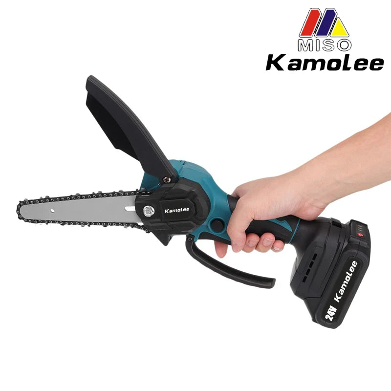 Kamolee Brushless Electric Chain Saw 24V 4/6/8 Inch Mini Chainsaw Wood Cutter Pruning Garden Power Tool For Makita 18V Battery