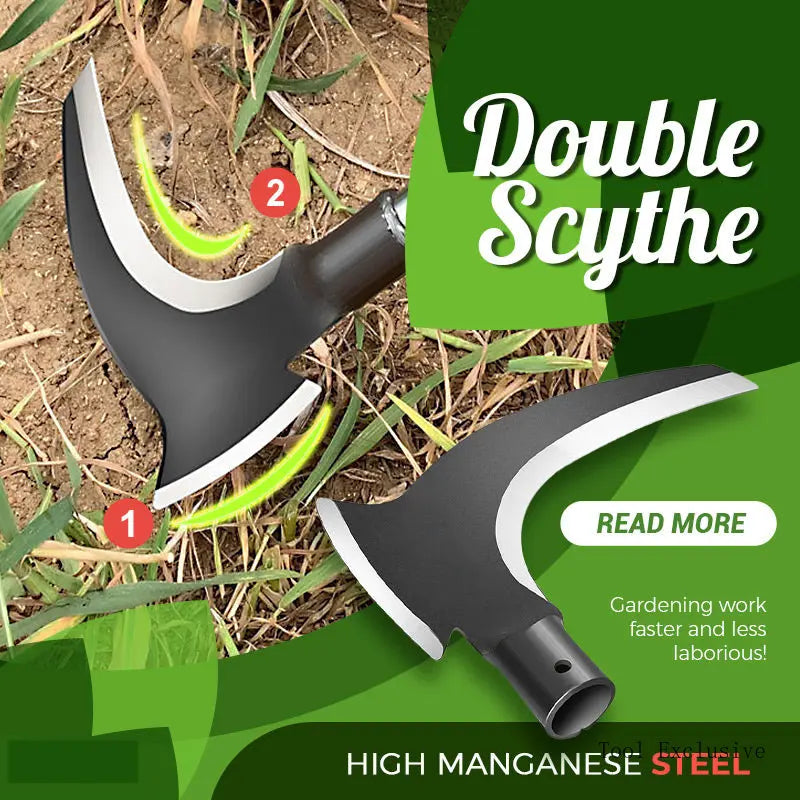 Double Head Sickle Handheld Grass High Manganese Steel Cutter Garden Grass Sickle Logging Cutting Sickle Farming Cutting Tool