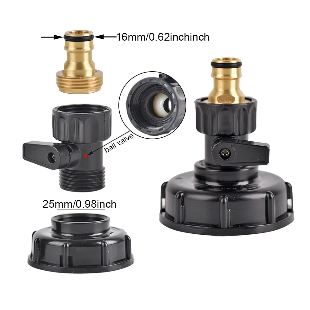 IBC Faucet Adapter S60x6 Thread Nipple Connector Valve Garden Hose  Brass Quick Connector For 1000L  Water Tank
