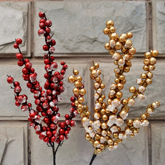 Simulated Red Berry Branches Christmas Artifical Plant Decoration Cherry Home Xmas Tree Wedding Flower Arranging Berries